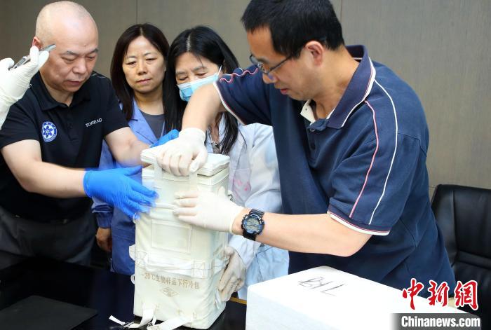 科研人員查看隨神舟十五號返回地面的空間科學(xué)實驗樣品?！≈锌圃嚎臻g應(yīng)用中心 供圖