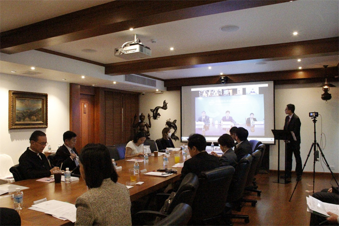  中國貿(mào)促會副會長張慎峰視頻致辭。中國貿(mào)促會駐泰國代表處供圖