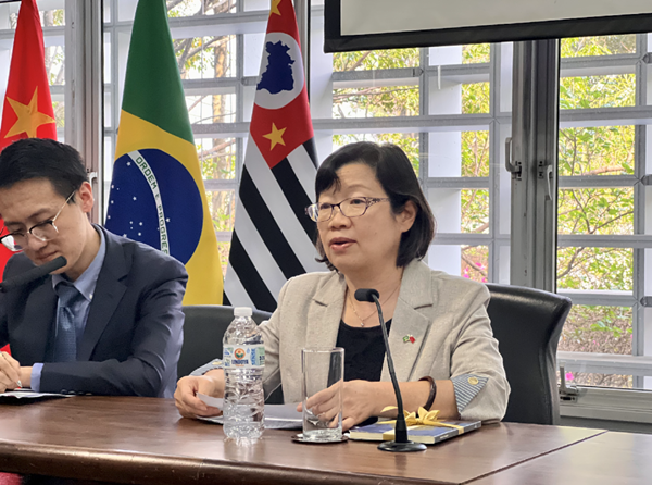 中國駐圣保羅總領事陳佩潔致辭。中國駐圣保羅總領館供圖