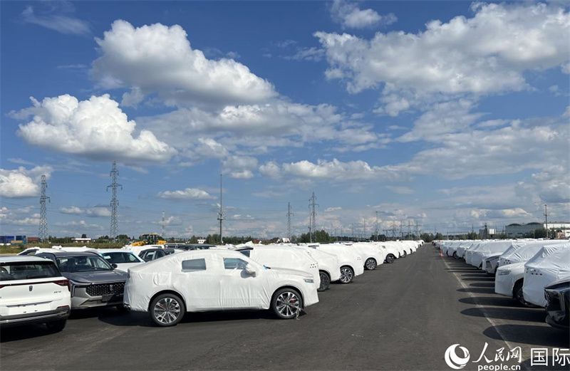 莫斯科別雷拉斯特物流中心內(nèi)的中國品牌汽車。人民網(wǎng)記者 申佳平攝