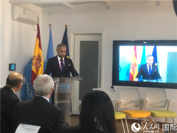 聯(lián)合國駐華協(xié)調(diào)員常啟德在研討會(huì)上致辭。 人民網(wǎng)記者 趙健攝