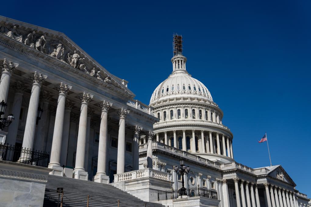 圖為2023年10月11日在美國首都華盛頓拍攝的國會大廈。新華社記者 劉杰 攝