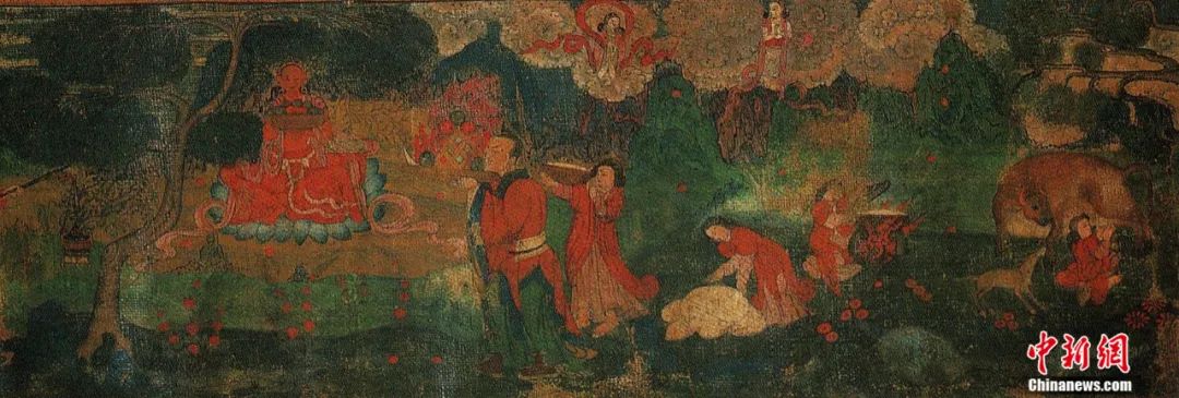 14世紀(jì)唐卡卷軸畫《女神》局部。<a target='_blank' href='/'><p  align=