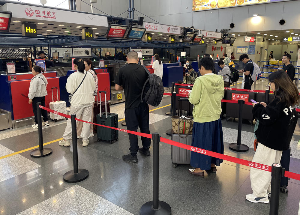 旅客在首都機場排隊辦理登機手續(xù)。人民網(wǎng)記者 喬雪峰攝