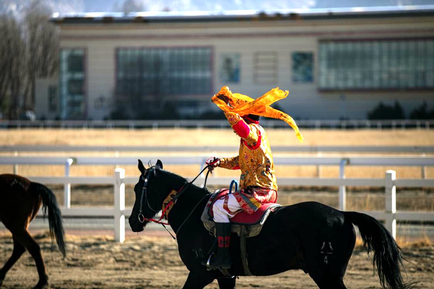 藏歷新年，精彩的馬術表演。張靜攝