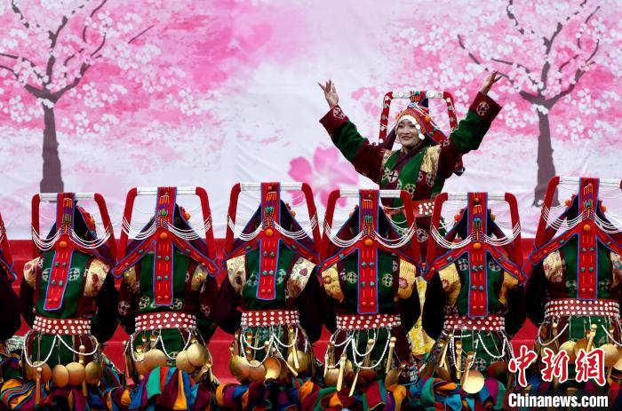 3月28日，西藏林芝第二十屆桃花旅游文化節(jié)開幕式上的文藝表演。　李林 攝